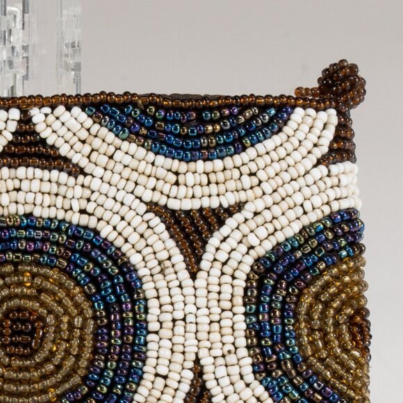 Bronze & Tan Zippered Seed Bead Coin Purse/Small Pouch - Picture 4 of 4